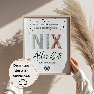 Geschenkidee - Geburtstagsgeschenk - Geburtstagskarte - Geldgeschenk – Geburtstag – Nix – Poster – Nichts - Geschenk