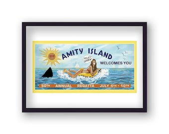 Jaws Reimagined Movie Print New 9 Amity Island Billboard