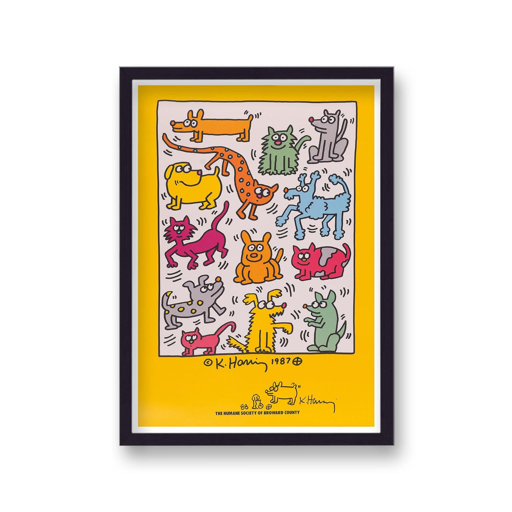 Affiche Pop Art RARE De Keith Haring – Édition Humane Society Broward County