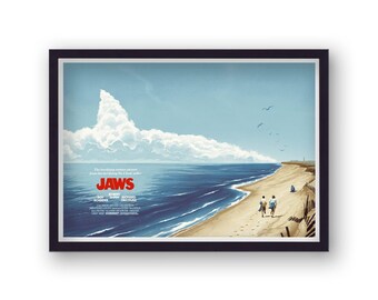 Jaws Reimagined Movie Print New 16 Remains On The Beach Blue