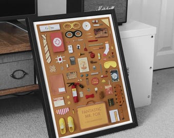 Fantastic Mr. Fox Movie Print, Wes Anderson Inspired Art