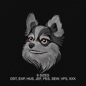 Cute Dog Embroidery Design, Dog Face Machine Embroidery Pattern, Pet Portrait Digital Embroidery File, Animal Cute Sewing Art, 6 Sizes