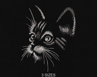 Cat Face Machine Embroidery Design: Kitty Sewing Pattern (3 Sizes)