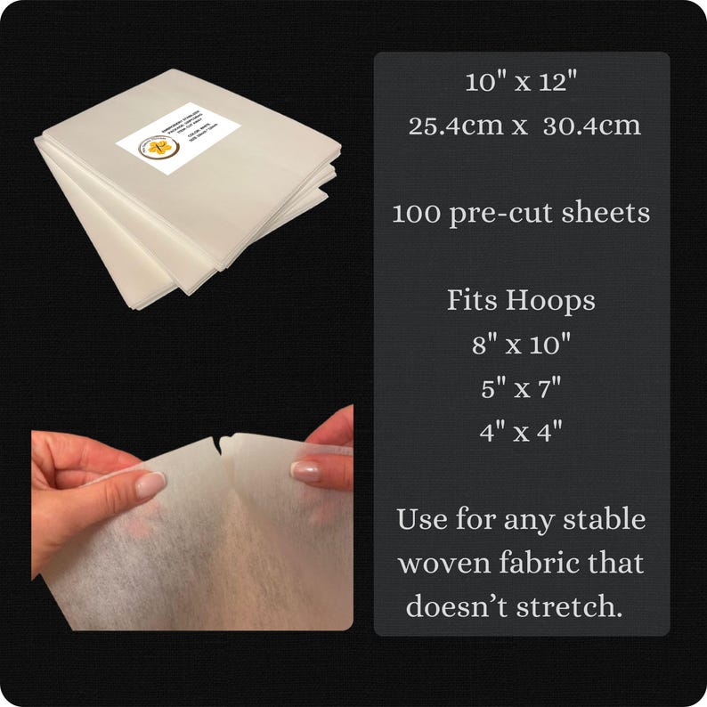 HimaPro Cut Away Embroidery Stabilizer - 2.5oz Medium Weight 10x12 Precut 100 Sheets