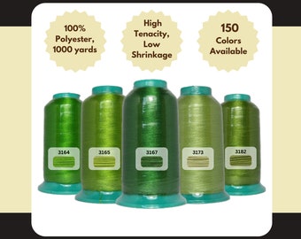 Sakura Polyester Machine Embroidery Thread 1000 yards per Cone/Spool - Willowy Green, Savanah Shrub, Forest Glen, Rushes, Parsley