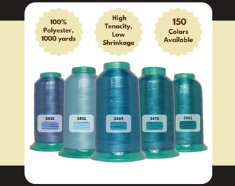 Sakura Polyester Machine Embroidery Thread 1000 yards per Cone/Spool - Odyssey, Blue Reef, Coastal Retreat, Aquamarine, Nile