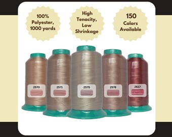 Sakura Polyester Machine Embroidery Thread 1000 yards per Cone/Spool- Linen Cerise, Silver Blush, Cherry Ash, Snudge Salmon, Raspberry Salsa