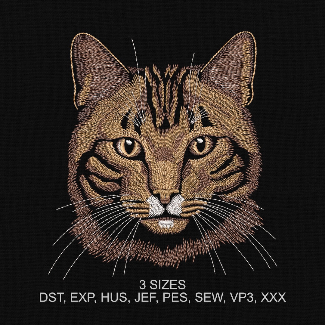 Cat Face Machine Embroidery Design: Kitty Sewing Pattern (digital ...