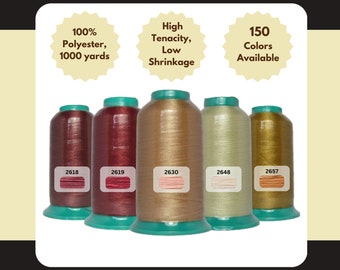 Sakura Polyester Machine Embroidery Thread 1000 yards per Cone/Spool- Idle Maroon, Ruby Prune, Calico Tangerine, Desert Legion, Woody Carrot