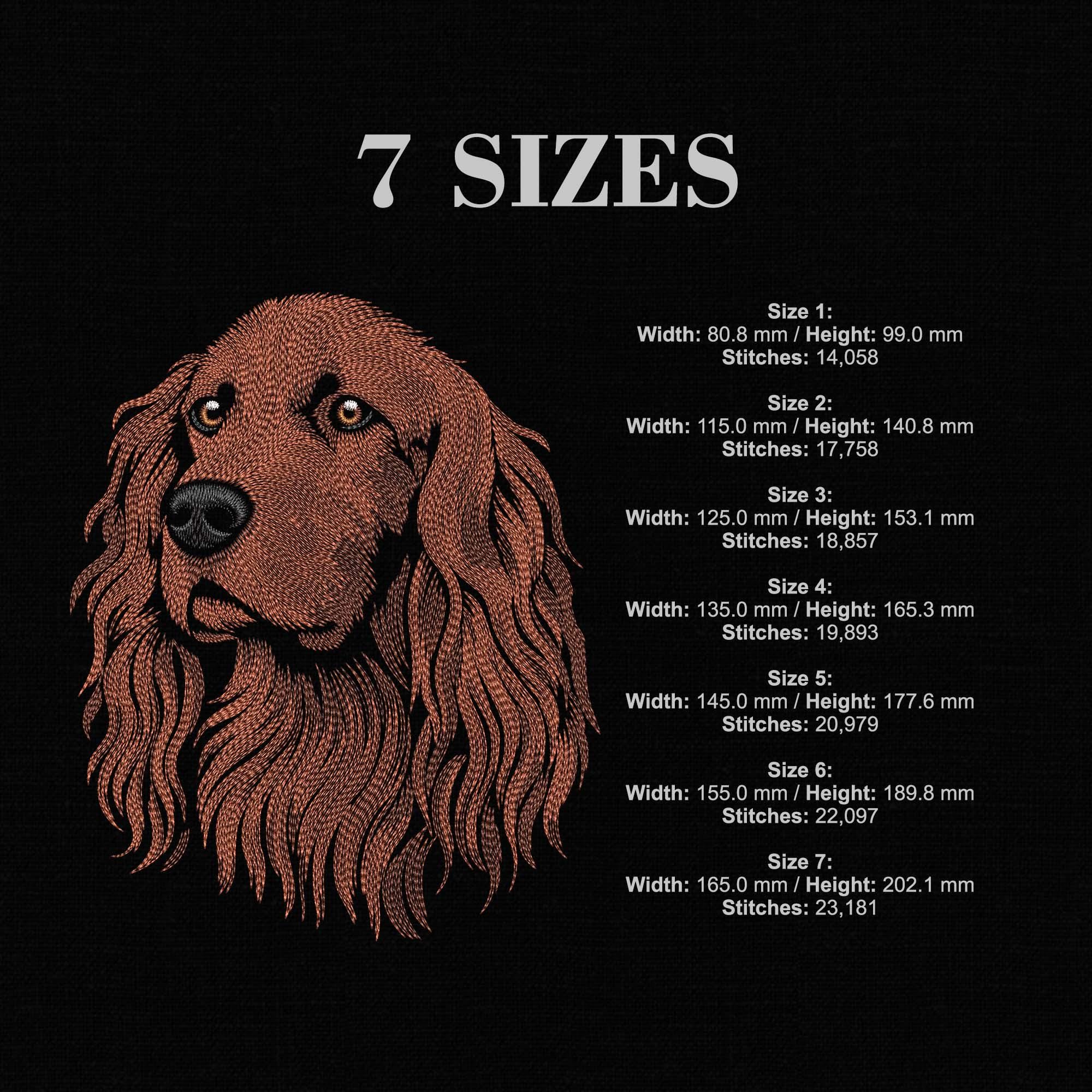 Irish Setter Embroidery Design | Dog Portrait Machine Embroidery