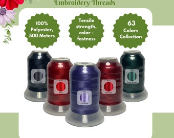 Brother Colors Polyester Embroidery Machine Thread 500M - 707 Dark Gray, 800 Red, 804 Lavender, 807 Carmine, 808 Deep Green