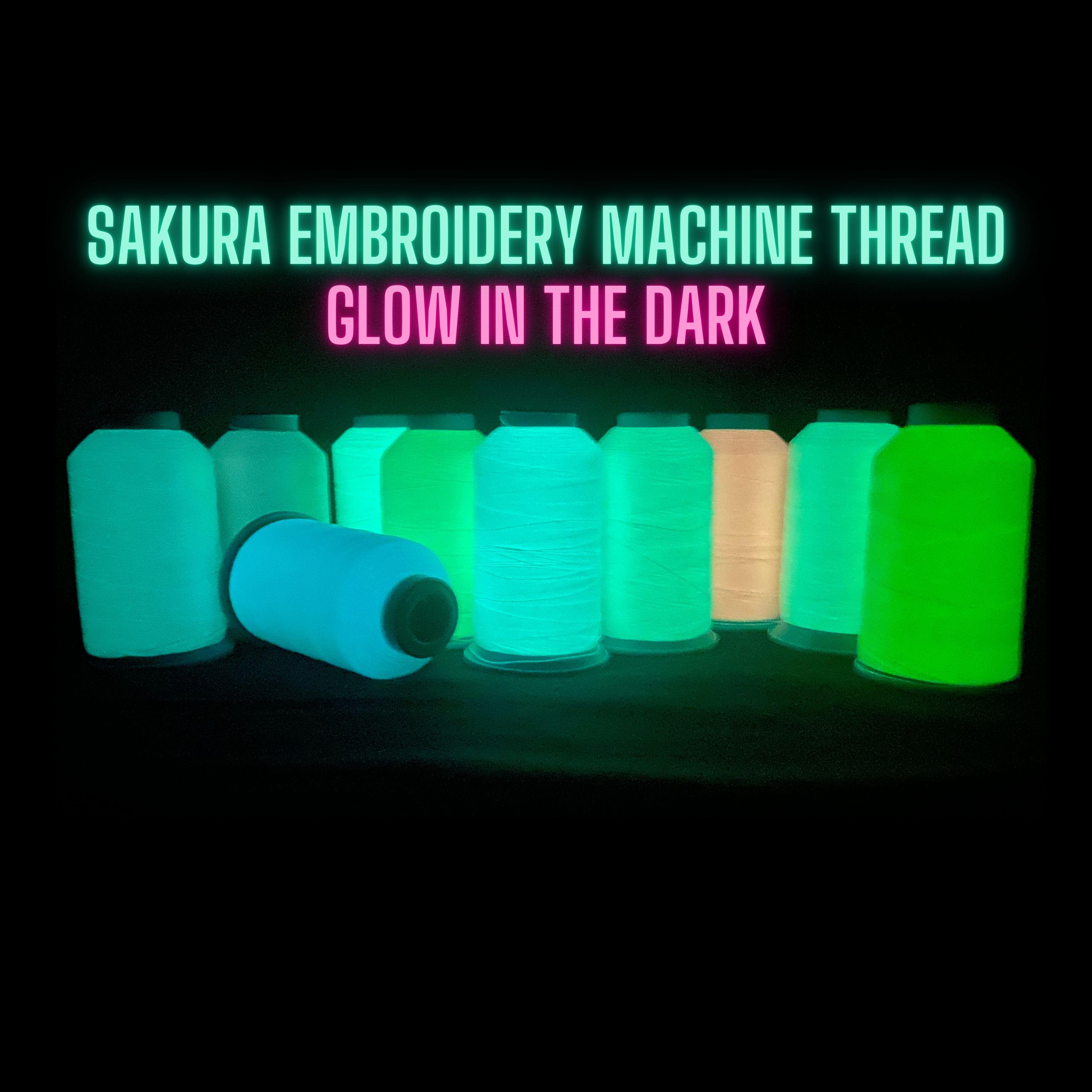 New Sakura Glow in The Dark Embroidery Machine Thread 150D/2 800M(875Y) Each Spool for Embroidery, Quilting, Sewing