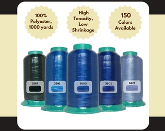 Sakura Polyester Machine Embroidery Thread 1000 yards per Cone/Spool - Covent Garden, Bemuda, Parisian Azure, Royal Blue, Pastel Blue