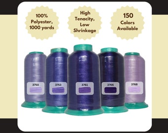 Sakura Polyester Machine Embroidery Thread 1000 yards per Cone/Spool - Purple Pate, Spanish Harlem, Purple Nymph, Plum Jam, Night Ink