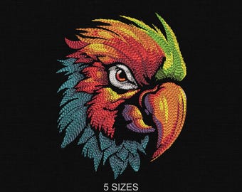 Parrot Machine Embroidery Design: Colorful Bird Sewing Pattern (Instant Download)