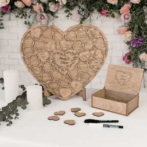 Alternative Wedding Guest Book, Heart Guest Book, Personalized Wedding Decor, Personalized Wedding Gift, Rustic Wedding Decor Drop Box Heart