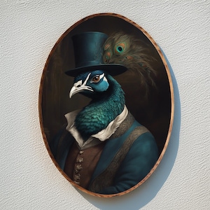 Regalos de pavo real victoriano para novio, arte de pared de madera encantador y decoración de pared ovalada acogedora, ideal para regalos únicos para novia y encantadores