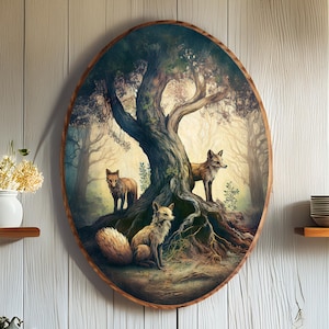Rustic Fox Wooden Wall Art: Enchanted Forest Cottagecore Decor