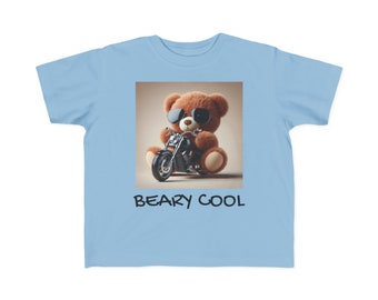 Camiseta para niños/Oso/Teddy/Moto/Azul/Blanco/Amarillo