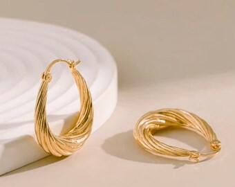 Unique Retro Drop-Shaped Hoop Earrings - Valentines Day Gift for Women