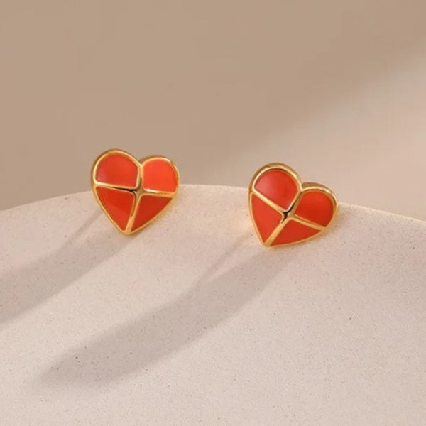 Rote herzförmige Ohrringe Gold Ohrstecker mit passenden Mode-Design perfektes Weihnachtsgeschenk für Frauen