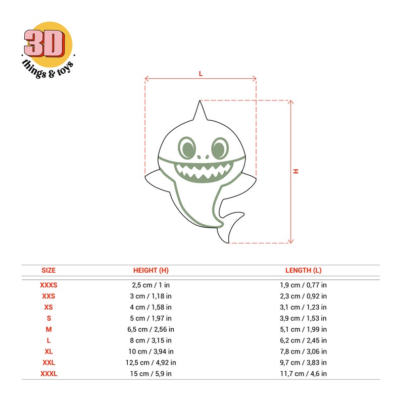 Juego de cortadores con forma de tiburón loco STL Animal 9 tamaños Perfecto para galletas, joyería y manualidades Diseño único y versátil imagen 3