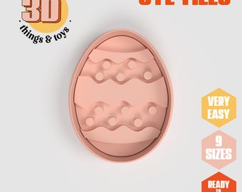 Juego de cortadores con forma de huevo de Pascua STL Spring - 9 tamaños | Perfecto para galletas, joyería y manualidades | Diseño único y versátil