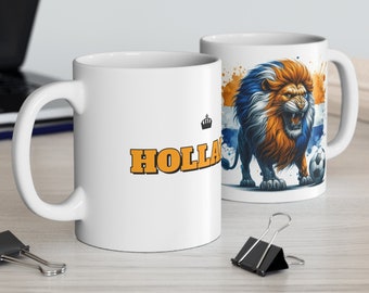 Dutch Lion Football 11oz Ceramic Mug - 'HOLLAND' Football Supporter's Gift, Perfect Gift for Oranje Fans, Netherlands Mug, Oranje Boys Mug