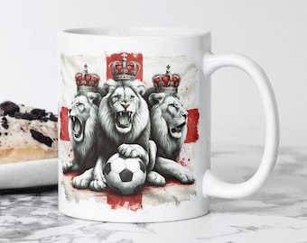 England Three Lions Mug: Grunge Flag Football Gift