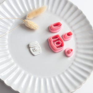 Strawberry jam jar polymer clay cutter set 4 piece set clay cutter bundle sumer clay cutters cottage core polymer clay cutters jewellery diy