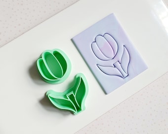 Two part tulip polymer clay cutter large clay cutter polymer clay cutter bundle clay tools jewellery making supplies clay cutters embossed