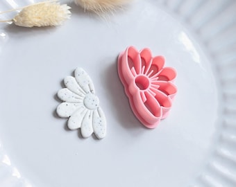 Tagliapasta per argilla polimerica a mezza margherita, tagliapasta per argilla in rilievo, tagliapasta per argilla polimerica dettagliata, tagliapasta per argilla a forma di fiore, strumenti per argilla, forniture per la creazione di gioielli