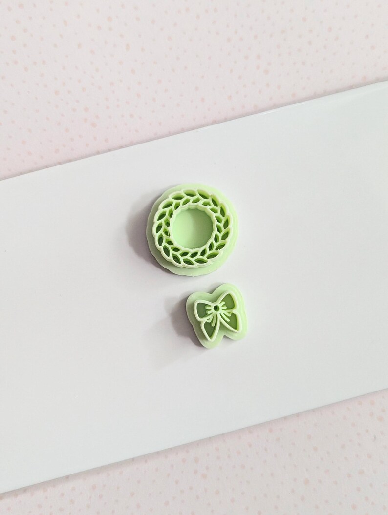 Christmas Wreath and Bow Polymer Clay Cutters Set Christmas Wreath Clay
