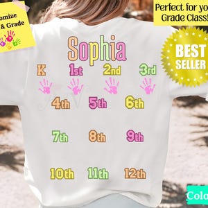 Comfort Colors® Custom Class Of 2038 Handprint Shirt, 2039 Graduation Tee, Gift for New Student First Day of School, Grow With Me Photo Day