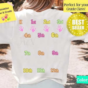 Comfort Colors® Custom Class Of 2038 Handprint Shirt, 2039 Graduation Tee, Gift for New Student First Day of School, Grow With Me Photo Day