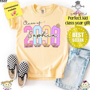 Comfort Colors® Class Of 2038 Handprint Shirt, 2039 Graduation Shirt, Gift for New Student First Day of School, Grow With Me Photo Day Shirt