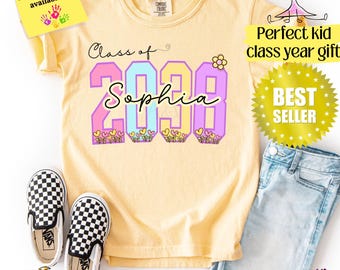 Comfort Colors® Class Of 2038 Handprint Shirt, 2039 Graduation Shirt, Gift for New Student First Day of School, Grow With Me Photo Day Shirt