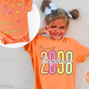 Comfort Colors® Custom Class Of 2038 Handprint Shirt, 2039 Graduation Tee, Gift for New Student First Day of School, Grow With Me Photo Day
