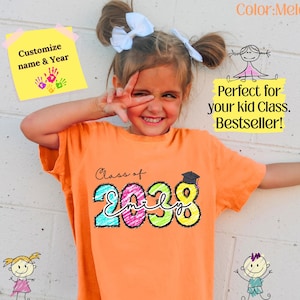 Comfort Colors® Class Of 2038 Handprint Shirt, 2039 Graduation Shirt, Gift for New Student First Day of School, Grow With Me Photo Day Shirt