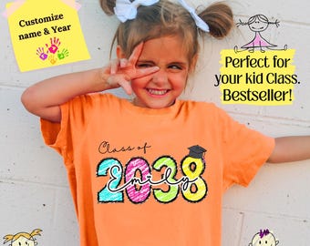 Comfort Colors® Class Of 2038 Handprint Shirt, 2039 Graduation Shirt, Gift for New Student First Day of School, Grow With Me Photo Day Shirt