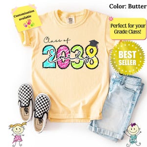 Comfort Colors® Class Of 2038 Handprint Shirt, 2039 Graduation Shirt, Gift for New Student First Day of School, Grow With Me Photo Day Shirt