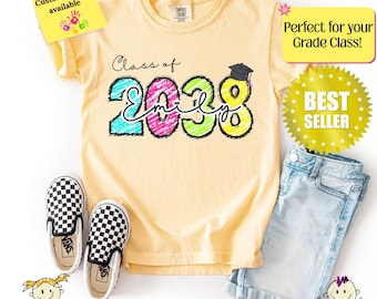 Comfort Colors® Class Of 2038 Handprint Shirt, 2039 Graduation Shirt, Gift for New Student First Day of School, Grow With Me Photo Day Shirt