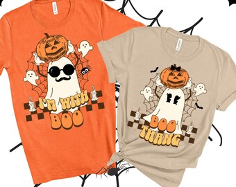 Chemise Halloween pour couple, chemise Halloween populaire, chemises drôles de couples Halloween, t-shirts couples assortis, chemise fantôme d'Halloween, chemise Halloween
