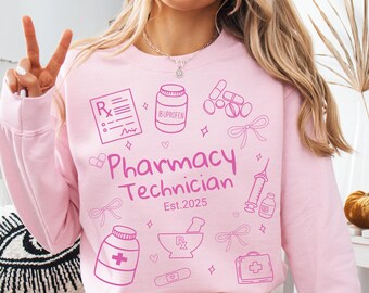 Custom Pharmacy Certified Technician Student Gift Sweatshirt, Pharmacist Iced, Pharmacy Tech Sweater Pharmacy Gift, Pharmacy Nurse gift