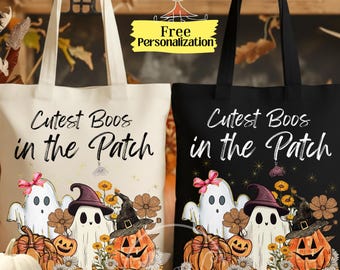 Personalisierte Halloween Süßes oder Saures Tasche für Kinder, Benutzerdefinierte Canvas Tote, Halloween Candy Bag, Kinder Halloween Tasche, wiederverwendbare Halloween Tasche