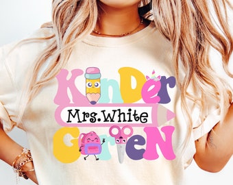 Comfort Colors® Custom Kindergarten Teacher Shirt,Comfort color custom Shirt,Personalized Kindergarten Team Shirts,Back to School Shirts