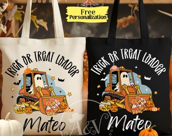 Sac personnalisé de bonbons ou de bonbons d'Halloween pour enfants, Cabas en toile personnalisé, Sac de bonbons d'Halloween, Cabas d'Halloween réutilisable