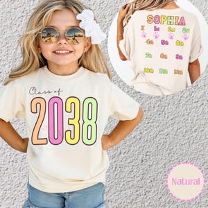 Comfort Colors® Custom Class Of 2038 Handprint Shirt, 2039 Graduation Tee, Gift for New Student First Day of School, Grow With Me Photo Day
