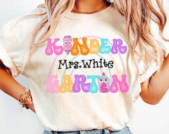 Comfort Colors® Custom Kindergarten Teacher Shirt,Comfort color custom Shirt,Personalized Kindergarten Team Shirts,Back to School Shirts