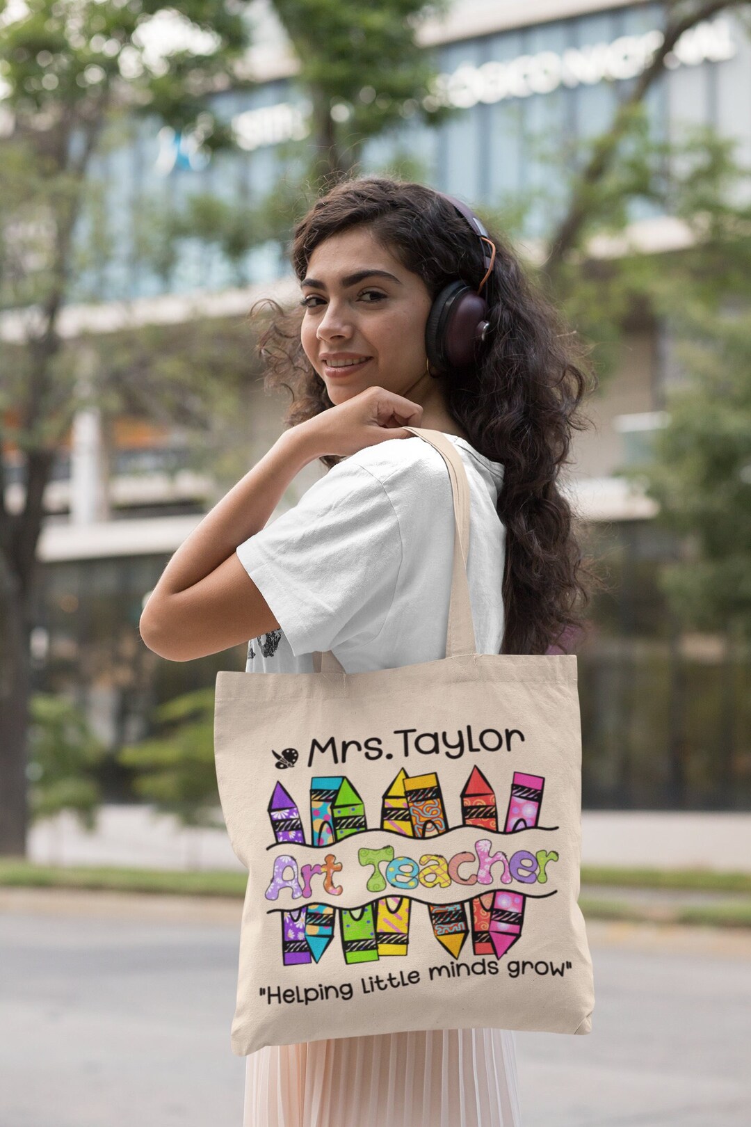 CafePress Preschool Teacher Gift Tote Bag - Natural Canvas Reusable Shopping Bag With Fun Graphic - View #10
